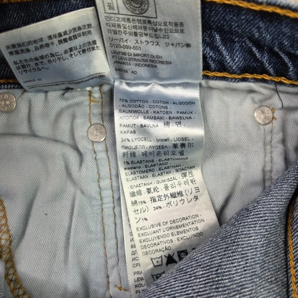 Levi's 502 Tapered Jeans 36x34 Dark Wash Stretch Denim Regular Taper Distressed